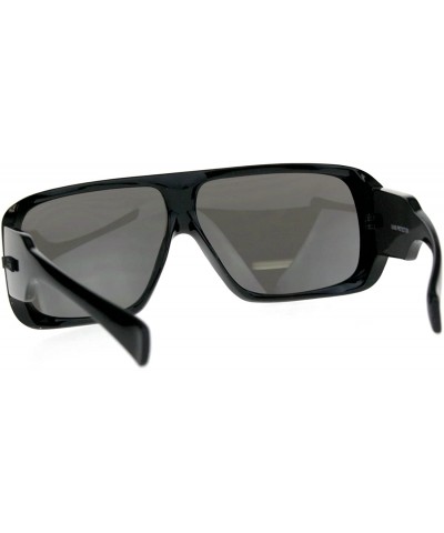 Rectangular Mens Shield Robotic Kush Gangster Plastic Mirrored Sunglasses - Gold Mirror - CZ180SUNGRZ $19.11
