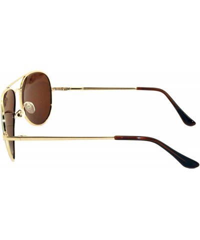 Aviator Classic Aviator Polarized Lens Sunglasses Colored Metal Frame Spring Hinge - Brown Lens Gold Frame - CU11RYFSNVJ $27.11