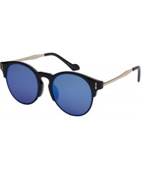 Rimless Semi Rimless Round P3 Flat Lens Sunglasses 32125TT-FLREV - Black - CV12DG5WB77 $18.12