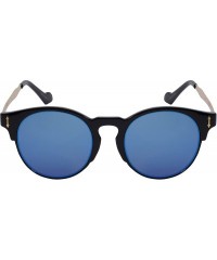 Rimless Semi Rimless Round P3 Flat Lens Sunglasses 32125TT-FLREV - Black - CV12DG5WB77 $18.86