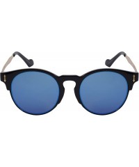 Rimless Semi Rimless Round P3 Flat Lens Sunglasses 32125TT-FLREV - Black - CV12DG5WB77 $18.12