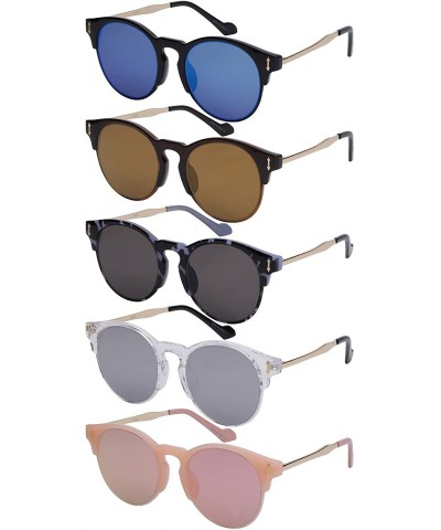 Rimless Semi Rimless Round P3 Flat Lens Sunglasses 32125TT-FLREV - Black - CV12DG5WB77 $18.12