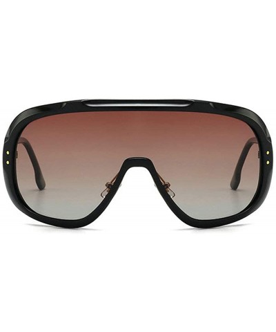 Oversized Oversized Frame Mask Sunglasses Brand Designer Fashion Lady Shaded Sunglasses UV400 - Brown - CU18URMK9Y8 $24.33