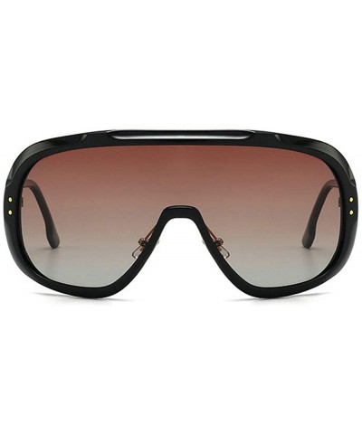 Oversized Oversized Frame Mask Sunglasses Brand Designer Fashion Lady Shaded Sunglasses UV400 - Brown - CU18URMK9Y8 $24.65