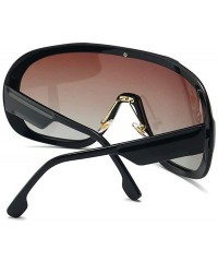 Oversized Oversized Frame Mask Sunglasses Brand Designer Fashion Lady Shaded Sunglasses UV400 - Brown - CU18URMK9Y8 $24.65