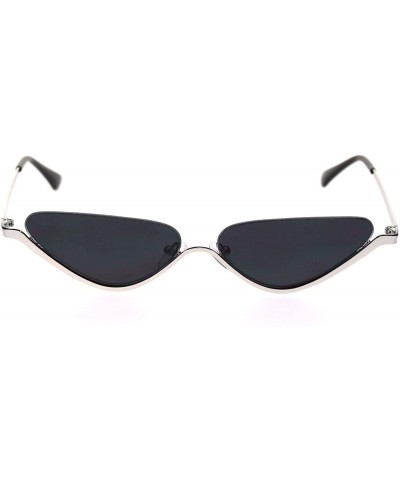 Cat Eye Womens Upside Down Half Rim Cat Eye Retro Sunglasses - Silver Black - C018S39N8A8 $9.98