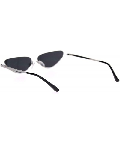 Cat Eye Womens Upside Down Half Rim Cat Eye Retro Sunglasses - Silver Black - C018S39N8A8 $22.08