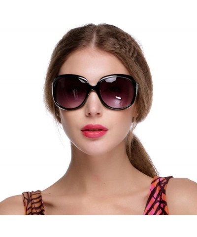 Oversized Women's Retro Vintage Style Oversized Designer Lens Sunglasses Outdoor Driving Eyewear Sunglasses - Black - C818QE2...