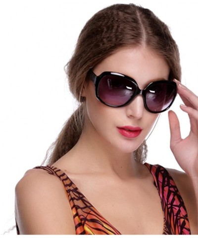 Oversized Women's Retro Vintage Style Oversized Designer Lens Sunglasses Outdoor Driving Eyewear Sunglasses - Black - C818QE2...
