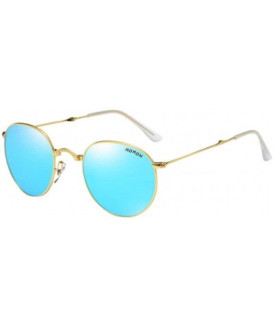 Round Polarized Sunglasses Folding Browline Chaofanjiancai - Blue - CD18WGO4O7H $38.37