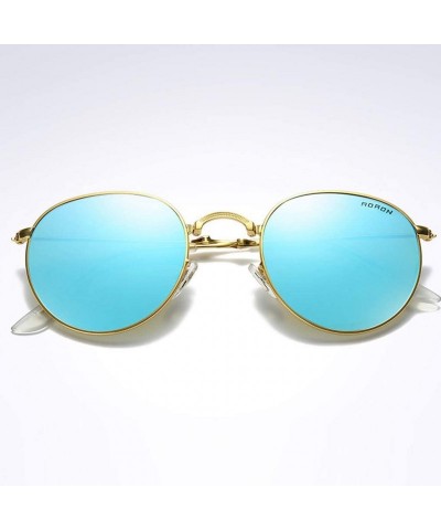 Round Polarized Sunglasses Folding Browline Chaofanjiancai - Blue - CD18WGO4O7H $40.47
