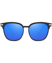 Oval Unisex Sunglasses Retro Black Drive Holiday Oval Non-Polarized UV400 - Blue - C918R6XYXLH $9.41