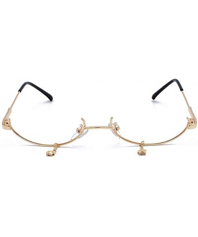 Round Women Sunglasses Metal Half Frame Shining Stars Pendant Eyeglasses Accessory UV Protection Eye Wear Without Lens - CR19...
