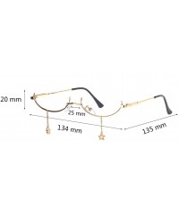 Round Women Sunglasses Metal Half Frame Shining Stars Pendant Eyeglasses Accessory UV Protection Eye Wear Without Lens - CR19...