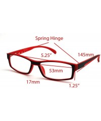 Rectangular Soft Matte Black w/ 2 Tone Reading Glasses Spring Hinge 0.74 Oz - Matte Black Red - CH12C1Y0E41 $35.15
