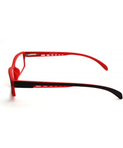 Rectangular Soft Matte Black w/ 2 Tone Reading Glasses Spring Hinge 0.74 Oz - Matte Black Red - CH12C1Y0E41 $34.24