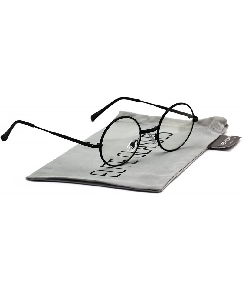 Round John Lennon Hipster Fashion Sunglasses Small Metal Round Circle Elton Style - Black Clear - CM180NKAAWD $17.56