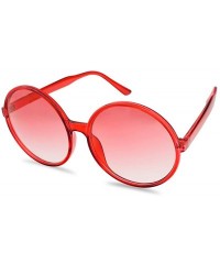 Oversized Round Two Tone Color Tinted Large Circular Festival Sunglasses Plastic Frame - Red Frame - Red Gradient - CZ18IQILI...