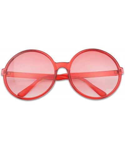 Oversized Round Two Tone Color Tinted Large Circular Festival Sunglasses Plastic Frame - Red Frame - Red Gradient - CZ18IQILI...