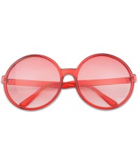 Oversized Round Two Tone Color Tinted Large Circular Festival Sunglasses Plastic Frame - Red Frame - Red Gradient - CZ18IQILI...
