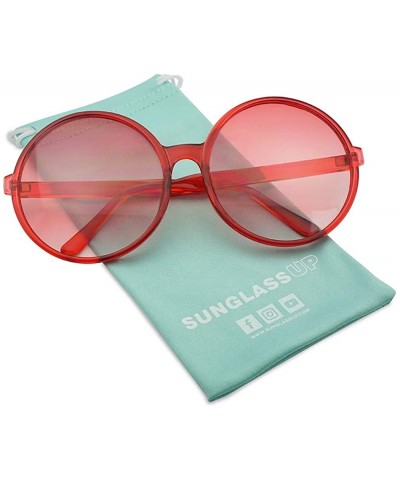 Oversized Round Two Tone Color Tinted Large Circular Festival Sunglasses Plastic Frame - Red Frame - Red Gradient - CZ18IQILI...