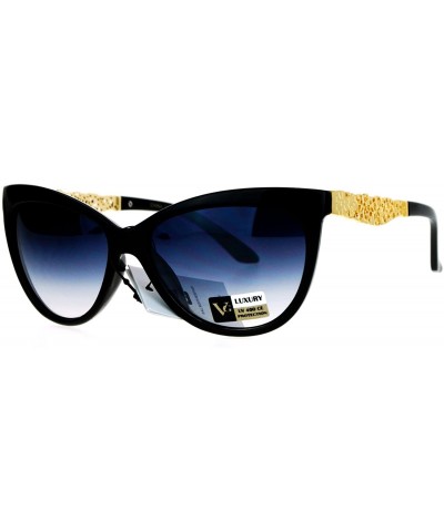 Cat Eye Metal Diecut Floral Jewel Arm Cat Eye Sunglasses - Black Smoke - CE12IVI567L $23.45