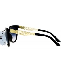 Cat Eye Metal Diecut Floral Jewel Arm Cat Eye Sunglasses - Black Smoke - CE12IVI567L $10.01