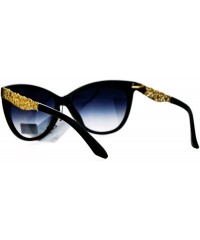 Cat Eye Metal Diecut Floral Jewel Arm Cat Eye Sunglasses - Black Smoke - CE12IVI567L $10.01