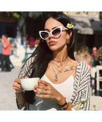 Square Fashion Vintage Cat Eye Big Frame Sunglasses-Retro Eyewear Fashion Ladies Man - D - CQ18Q3ZOA32 $8.41