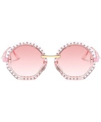 Oversized Hot Oversized Rhinestone Round Sunglasses Sexy Women Luxury Crystal Sun Glasses Gradient lens UV400 - Pink - CO18NE...