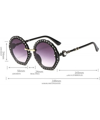 Oversized Hot Oversized Rhinestone Round Sunglasses Sexy Women Luxury Crystal Sun Glasses Gradient lens UV400 - Pink - CO18NE...