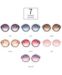 Oversized Hot Oversized Rhinestone Round Sunglasses Sexy Women Luxury Crystal Sun Glasses Gradient lens UV400 - Pink - CO18NE...