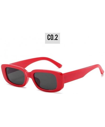 Square Women Men Classic Rectangle Sunglasses Vintage Leopard Square Sun Glasses UV400 Eyewear - C2 Red Black - CQ199QDI25C $...
