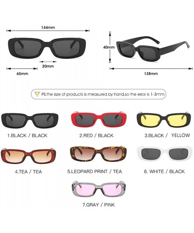 Square Women Men Classic Rectangle Sunglasses Vintage Leopard Square Sun Glasses UV400 Eyewear - C2 Red Black - CQ199QDI25C $...