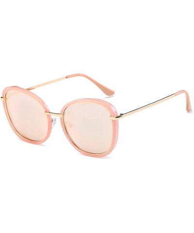 Goggle Women Round Cat Eye Fashion Sunglasses - Pink - CL18WU673KN $22.11