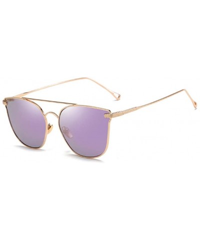 Goggle Anti-UVA - UVB of Women's Metal Color Film Sunglasses - Purple Membrane With Golden Frame - CV18XU63MD8 $50.64