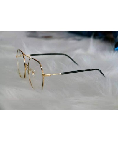 Aviator Blocking Geometric Non Prescription Eyeglasses - Black Gold - CC18X74L8L4 $26.63