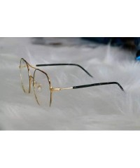 Aviator Blocking Geometric Non Prescription Eyeglasses - Black Gold - CC18X74L8L4 $11.67