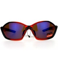 Wrap Xloop Mens Sports Sunglasses Oval Wrap Around Rubber End Mirror Lens UV 400 - Orange Black (Blue Purple Mirror) - C7188H...