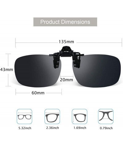 Sport Black Grey Polarized Clip-on Sunglasses Flip up Glasses Plastic Lenses Cycling Sport Outdoor Driving Fishing - C311HLKY...