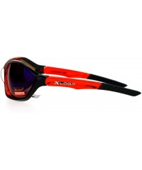Wrap Xloop Mens Sports Sunglasses Oval Wrap Around Rubber End Mirror Lens UV 400 - Orange Black (Blue Purple Mirror) - C7188H...