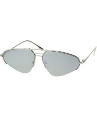 Semi-rimless Womens Retro Fashion Sunglasses Half Rim Triangular Metal Frame UV 400 - Silver (Grey Mirror) - CP18ULEYT22 $13.73