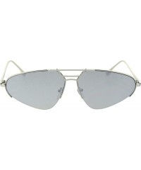 Semi-rimless Womens Retro Fashion Sunglasses Half Rim Triangular Metal Frame UV 400 - Silver (Grey Mirror) - CP18ULEYT22 $13.73