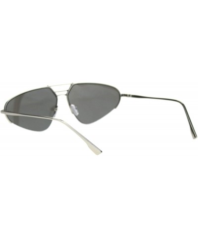 Semi-rimless Womens Retro Fashion Sunglasses Half Rim Triangular Metal Frame UV 400 - Silver (Grey Mirror) - CP18ULEYT22 $21.30