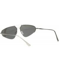 Semi-rimless Womens Retro Fashion Sunglasses Half Rim Triangular Metal Frame UV 400 - Silver (Grey Mirror) - CP18ULEYT22 $21.30