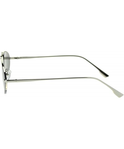 Semi-rimless Womens Retro Fashion Sunglasses Half Rim Triangular Metal Frame UV 400 - Silver (Grey Mirror) - CP18ULEYT22 $21.30