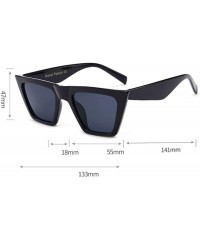 Cat Eye Trapezoid Frame Square Cat Eye Sunglasses for Women Thick Wide Temple UV400 Chic - Blue - CF196D8CZEN $14.13