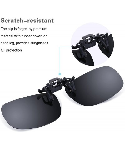 Sport Black Grey Polarized Clip-on Sunglasses Flip up Glasses Plastic Lenses Cycling Sport Outdoor Driving Fishing - C311HLKY...