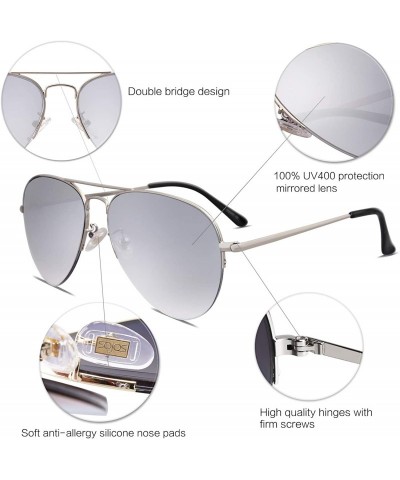 Rimless Men's Women's Aviator Sunglasses - Classic Half Rim Metal - INSPIRATION SJ1106 - C318N83GCX4 $13.39