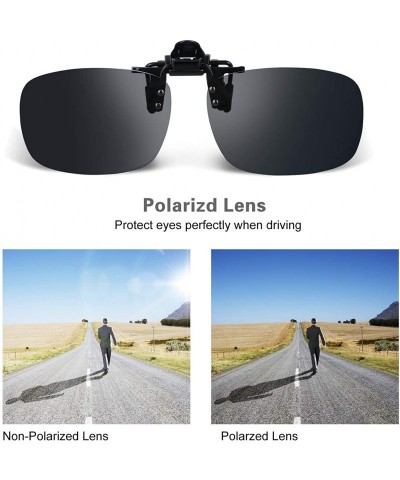 Sport Black Grey Polarized Clip-on Sunglasses Flip up Glasses Plastic Lenses Cycling Sport Outdoor Driving Fishing - C311HLKY...